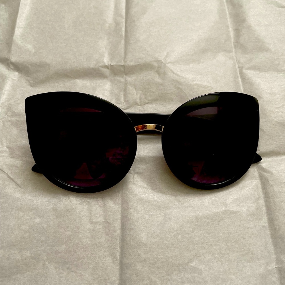 Black Cat Eye Round Fashion Sunglasses